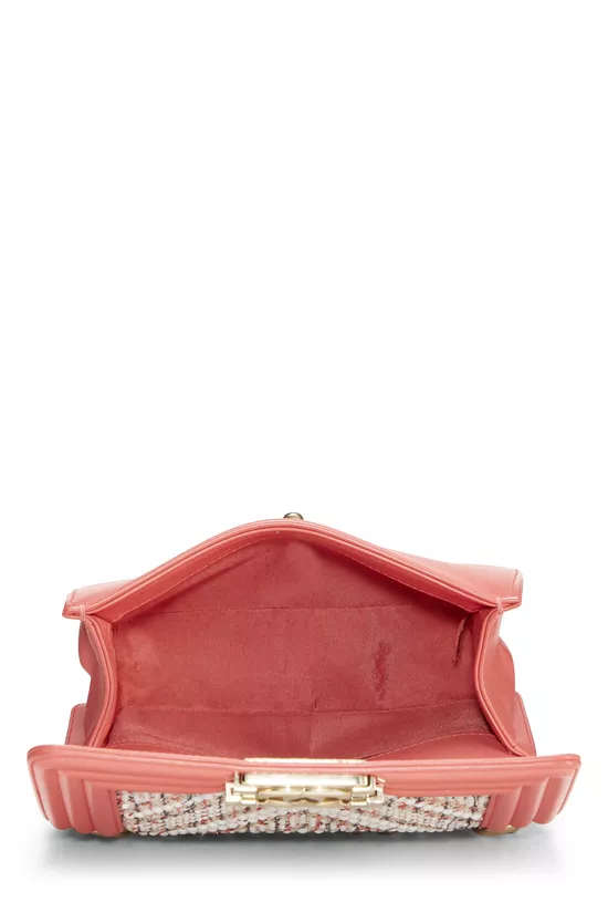 Pink & Multicolor Tweed Chevron Pearl Boy Bag Small, , large image number 6