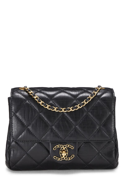Black Quilted Lambskin Classic Square Flap Mini