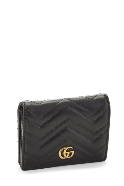Black Leather GG Marmont Card Case, , large