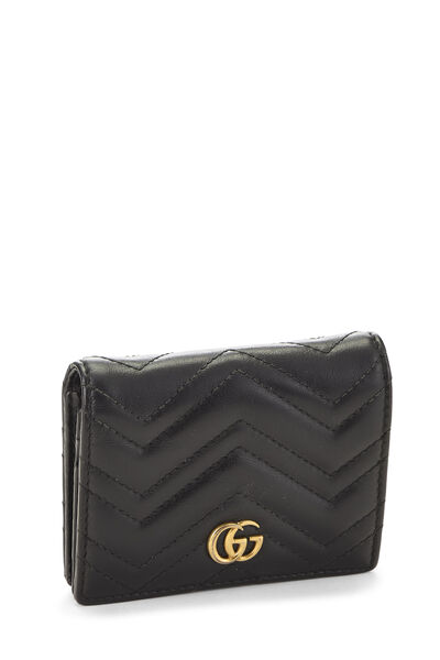 Black Leather GG Marmont Card Case, , large