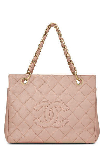 Pink Quilted Caviar Timeless Chain Tote Petite