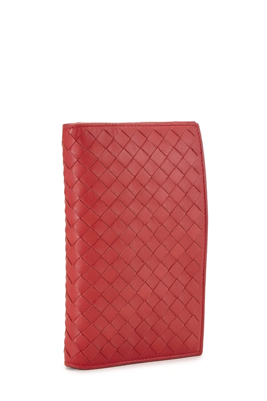 Red Intrecciato Compact Wallet, , large image number 1