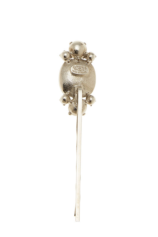 Black & Silver Crystal 'CC' Hair Pin, , large image number 2