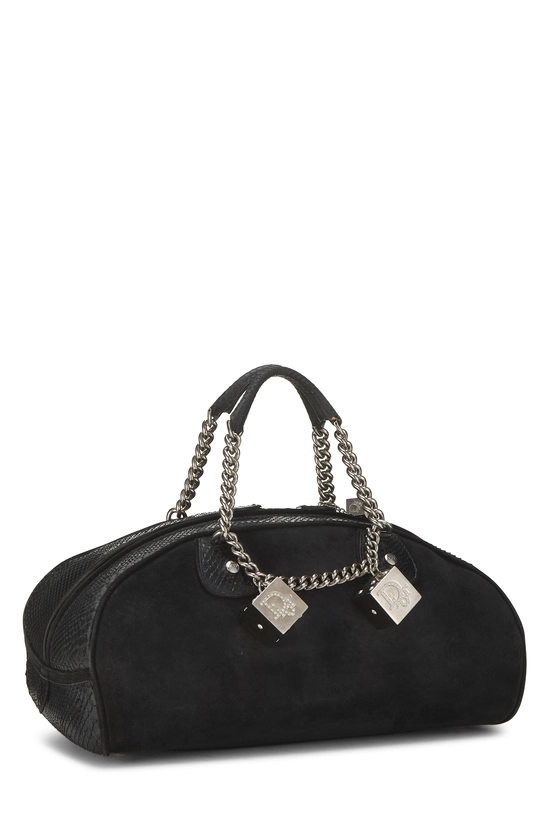 Black Suede Gambler Bowler Bag, , large image number 1
