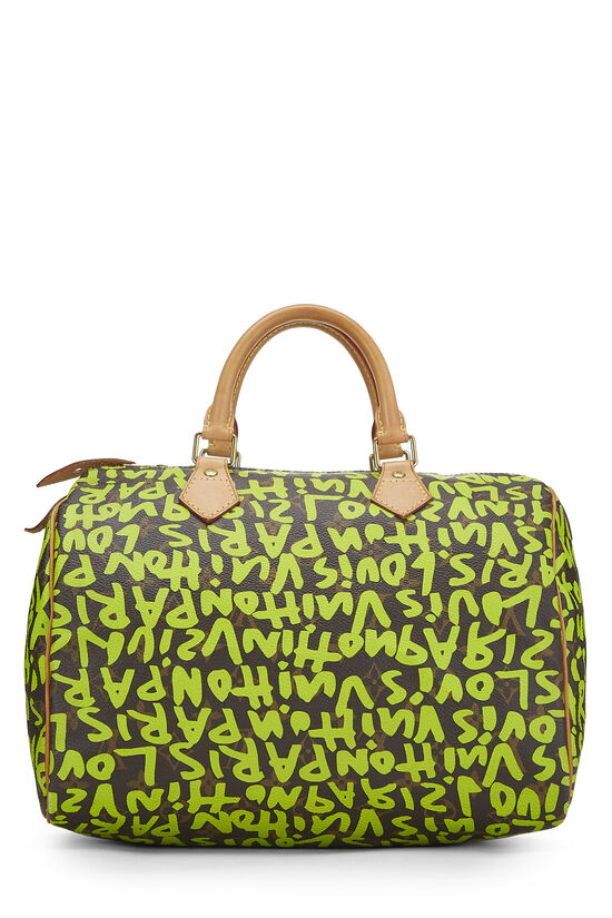 Louis Vuitton Monogram Canvas Neon Green Graffiti Stephen Sprouse Speedy 30  Bag with Charm Louis Vuitton