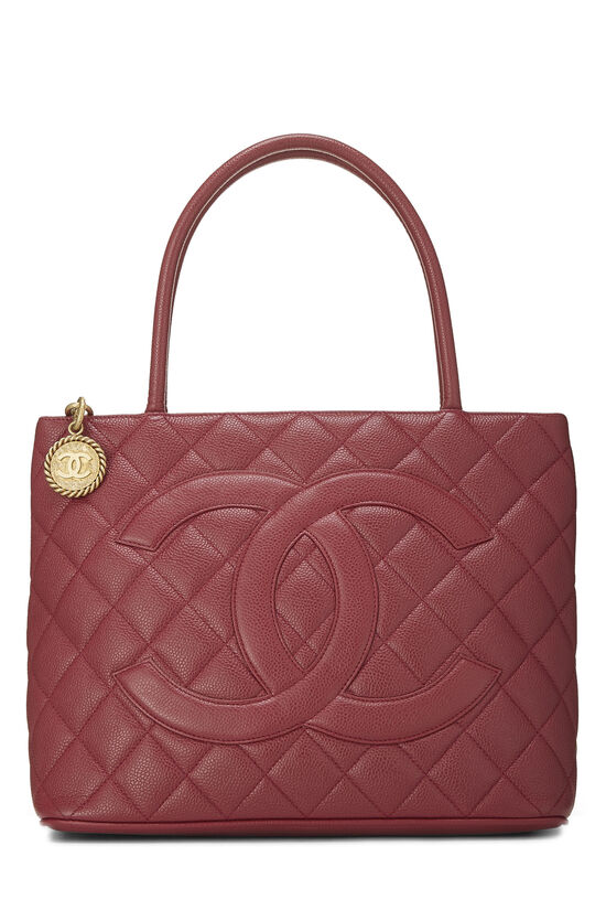 Chanel Burgundy Quilted Caviar Medallion Tote Q6B02H0F1B018