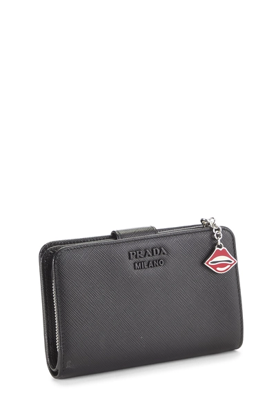 Black Saffiano Zip Around Compact Wallet, , large