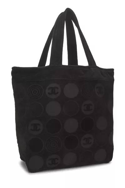 Black Terry Cloth Beach Tote XL, , large