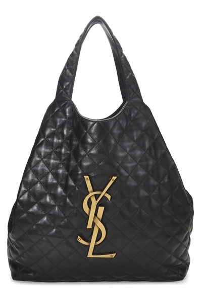Black Lambskin Icare Shopping Tote Maxi