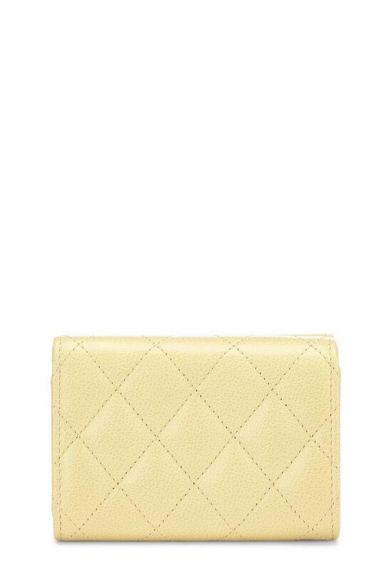 Chanel Yellow Quilted Caviar 'CC' Box Compact Wallet Q6A2I80FYB000