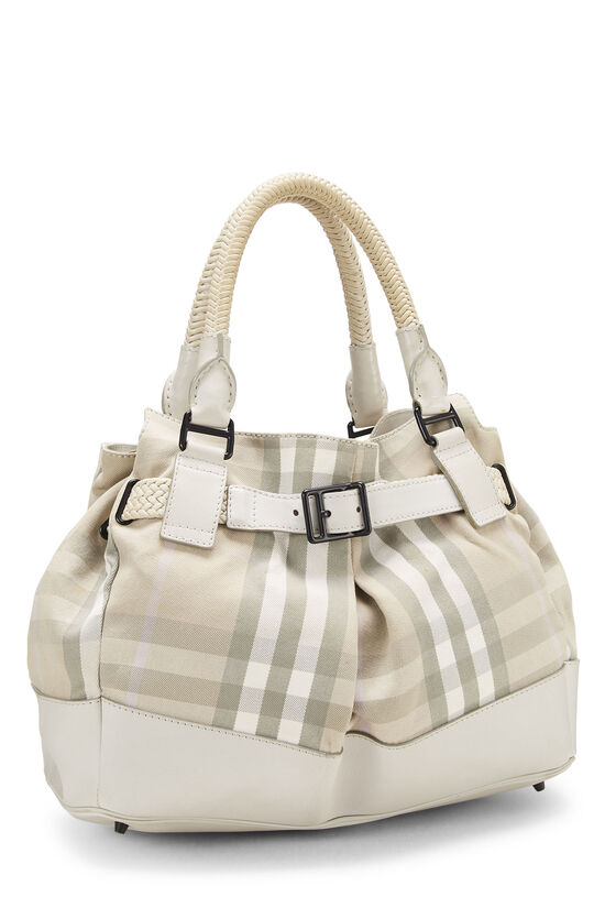 Beige House Check Canvas Bucket Tote, , large image number 1