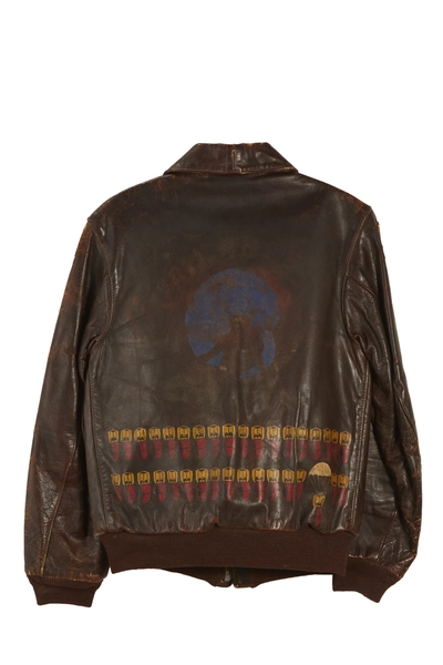 Brown Leather WWII 485th Division A-2 Leather Jacket, , large