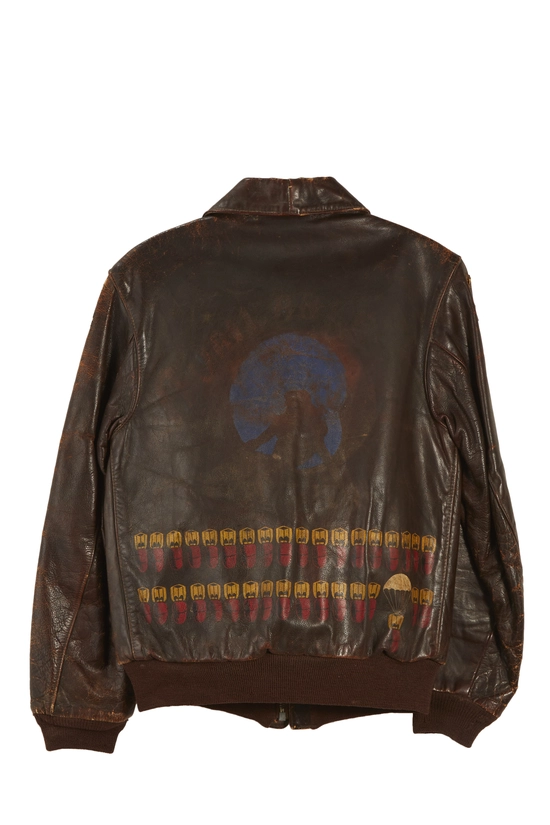 Brown Leather WWII 485th Division A-2 Leather Jacket, , large image number 1