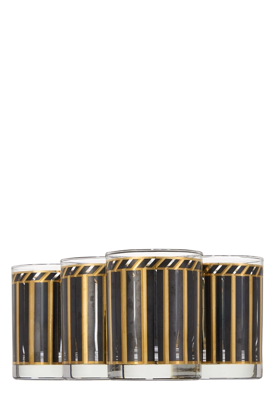 Gold 22k Gilded Striped Glassware Set of 4, , large image number 2