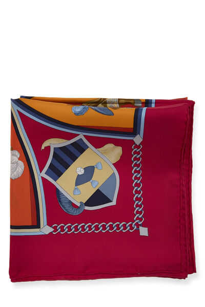 Pink & Multicolor 'Chocs en Plumes' Silk Scarf 90, , large