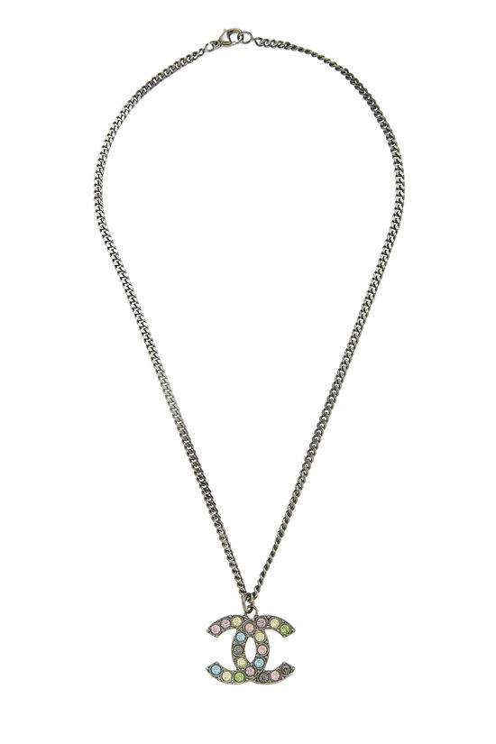 Gunmetal & Multicolor Crystal 'CC' Necklace, , large image number 0