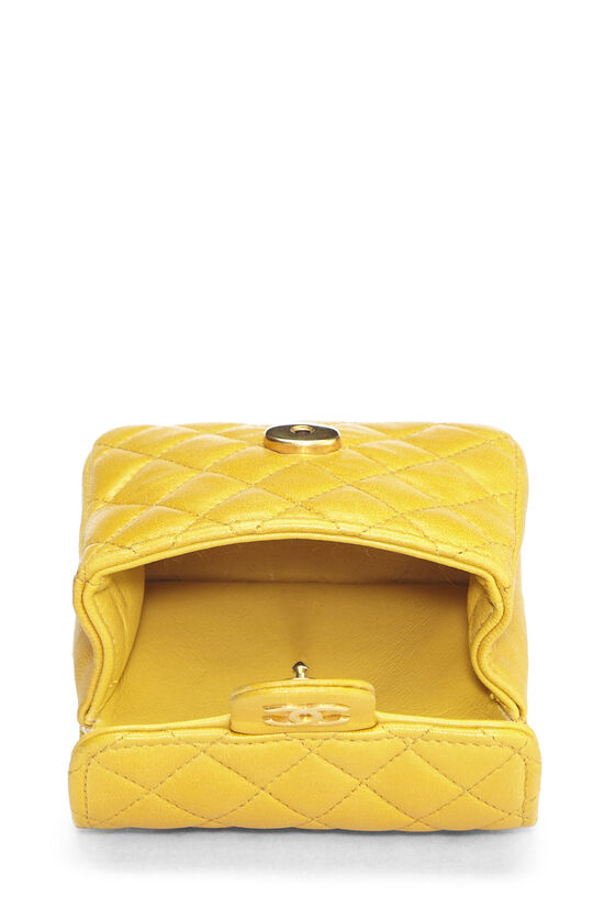 Yellow Quilted Lambskin Half Flap Micro Belt Bag, , large image number 5