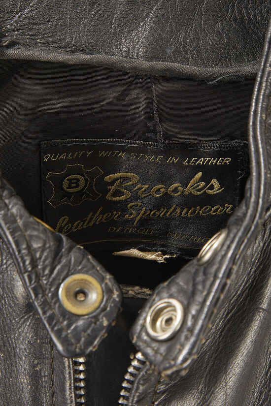 Black Leather Brooks Racing Jacket, , large image number 2