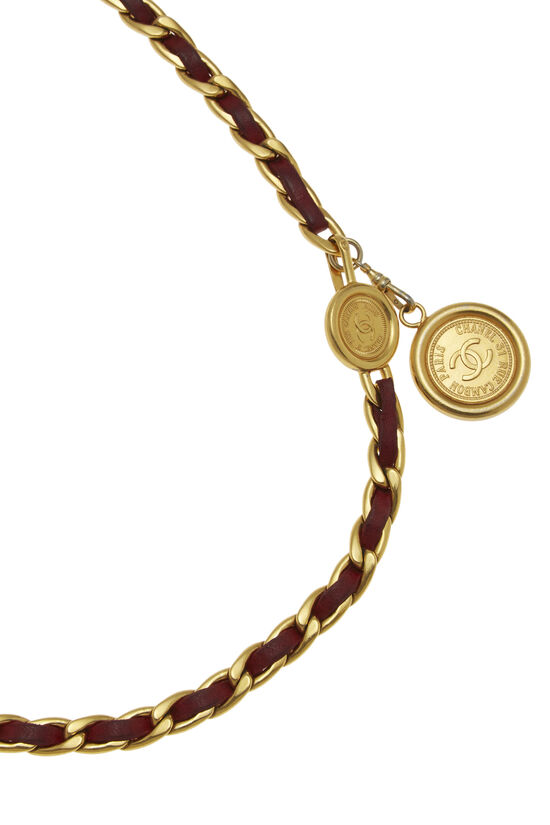 Gold & Red Logo Chain Belt, , large image number 1