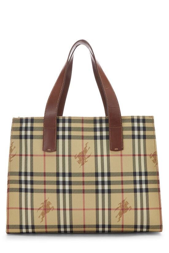 Beige Haymarket Check Coated Canvas Tote Small, , large image number 1