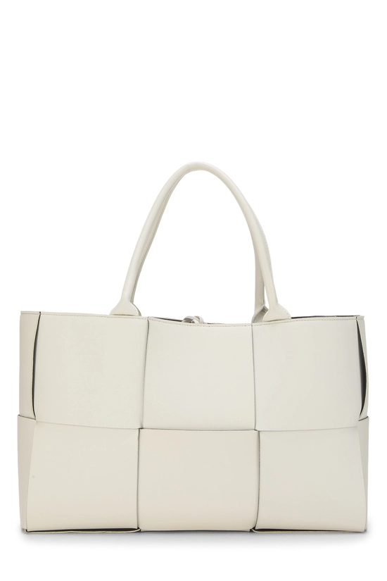 White Calfskin Maxi Intrecciato Arco Tote Medium, , large image number 3