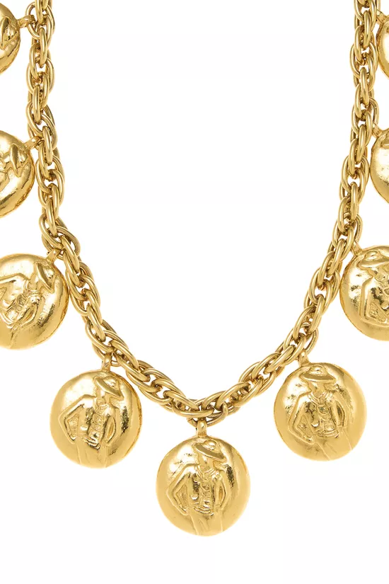 Gold 'CC' Coin Choker, , large image number 1