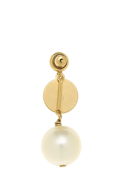 Gold Faux Pearl 'CD' Earrings, , large
