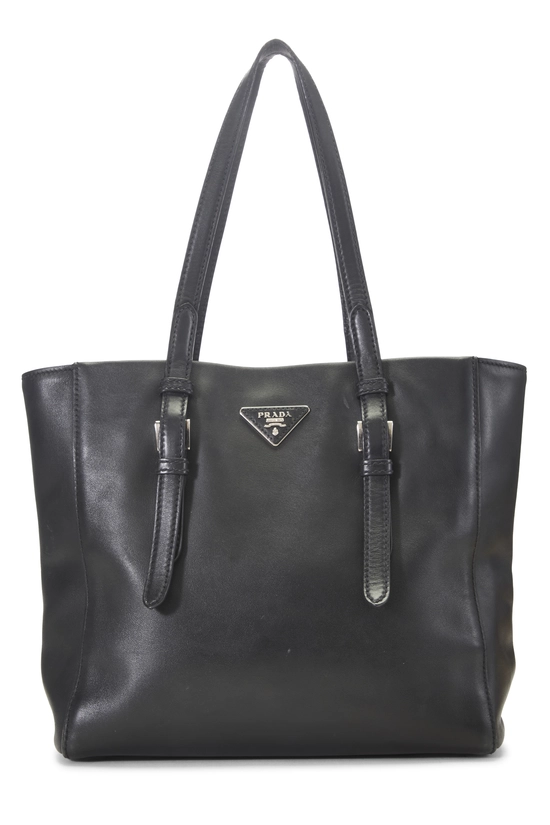 Black Calfskin Leather Buckle Tote, , large image number 0