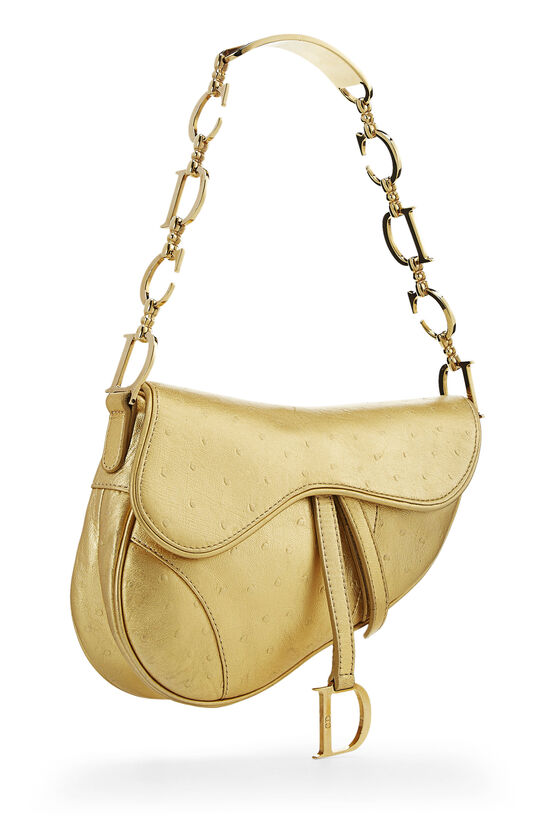 Dior Saddle Mini Ostrich Gold