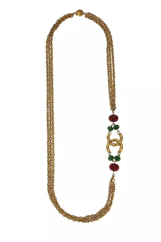Gold & Gripoix 'CC' Necklace, , large image number 0