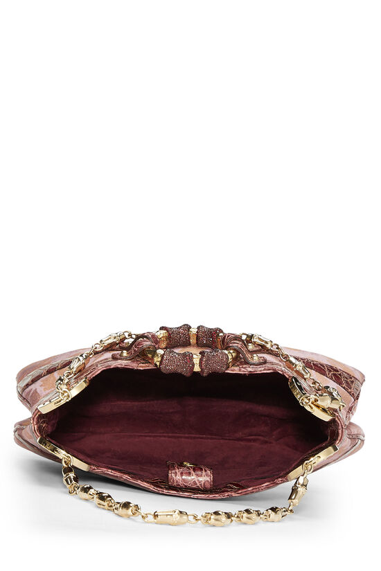 Pink Exotic Velvet Dragon Shoulder Bag, , large image number 7