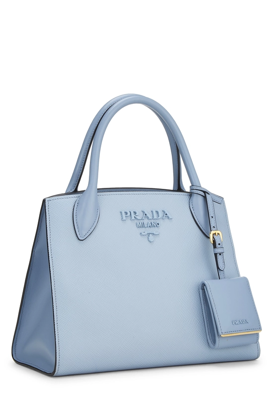 Blue Saffiano Leather Monochrome Bag Small, , large image number 1