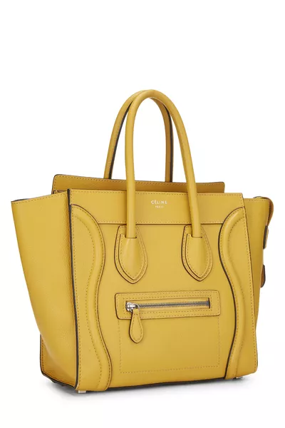 Yellow Calfskin Leather Luggage Micro, , large