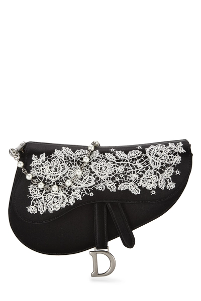 Black Satin Saddle Crossbody