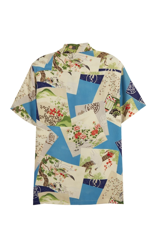 Multicolor Japanese Patterned Hawaiian Shirt, , large image number 1