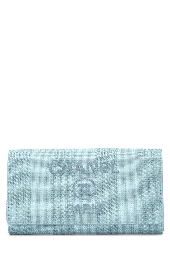 Blue Woven Raffia Deauville Wallet , , large image number 1