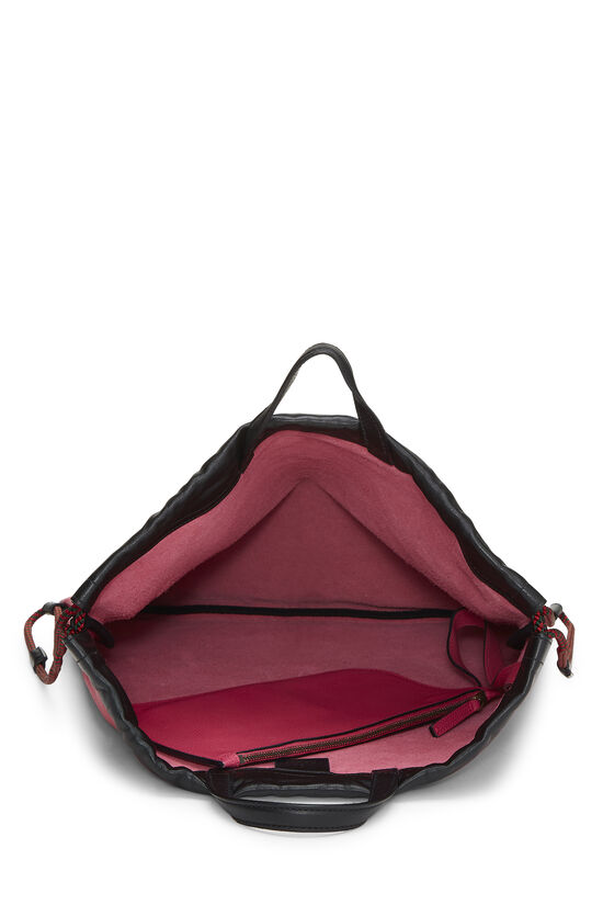 Pink Leather Logo Print Drawstring Backpack Large , , large image number 6