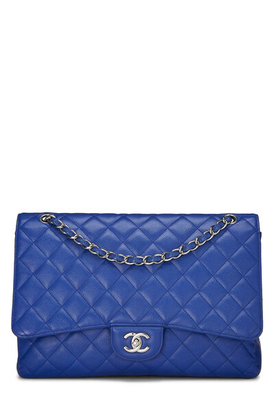 Blue Quilted Caviar Classic Flap Maxi