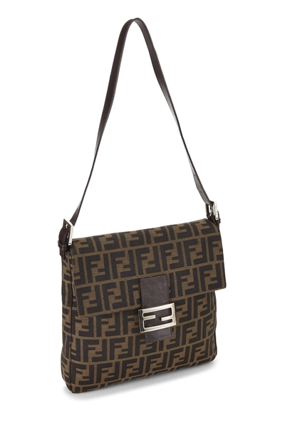 Brown Zucca Canvas Shoulder Bag, , large