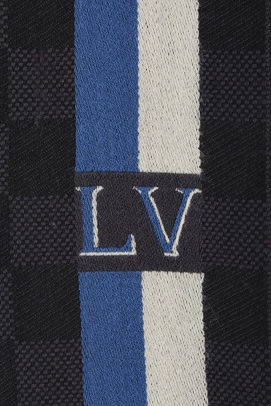 Navy Damier Graphite Echarpe Messager Wool Scarf, , large image number 1