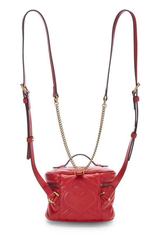 Red Leather 'GG' Marmont Backpack Mini , , large image number 4