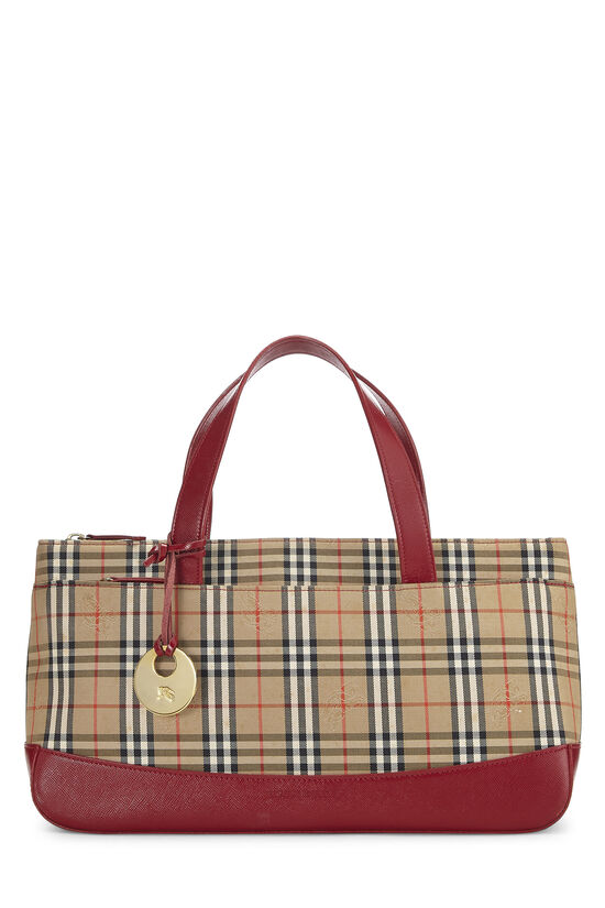 Red Haymarket Check Canvas Handbag, , large image number 1