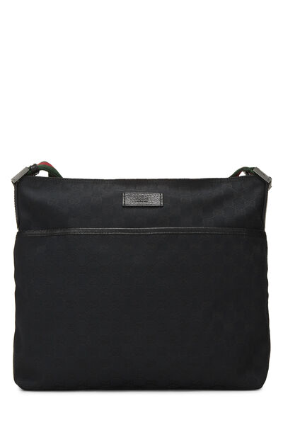 Black GG Canvas Web Pocket Messenger