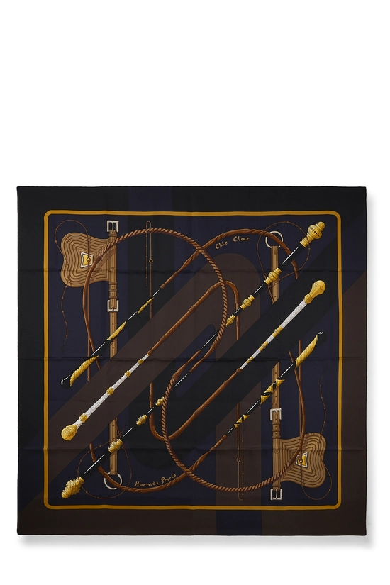 Brown & Multicolor 'Clic Clac' Silk Scarf 90, , large image number 0