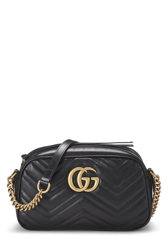 Black Leather GG Marmont Crossbody Bag, , large image number 0