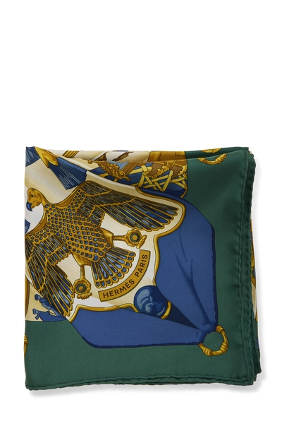 Green & Multicolor 'Soleil de Soie' Silk Scarf 90, , large