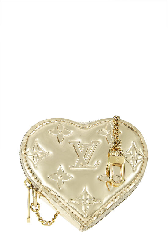 Gold Monogram Miroir Coeur Heart Coin Purse