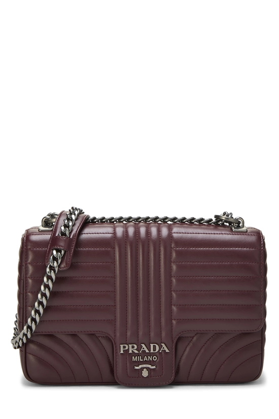 Burgundy Calfskin Diagramme Flap Bag Large, , large image number 0