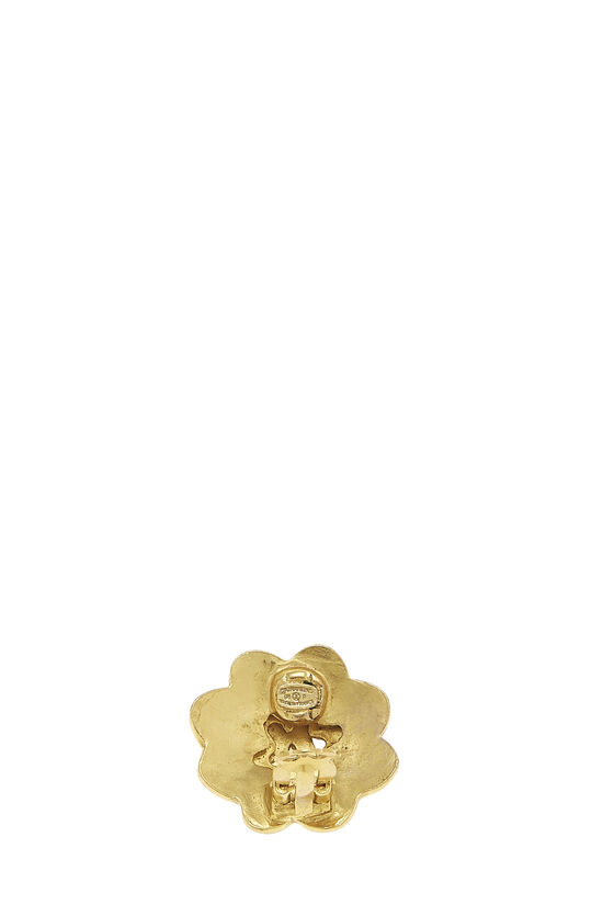Gold Flower 'CC' Earrings, , large image number 3