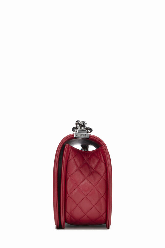 Red Quilted Calfskin Boy Bag Medium, , large image number 3
